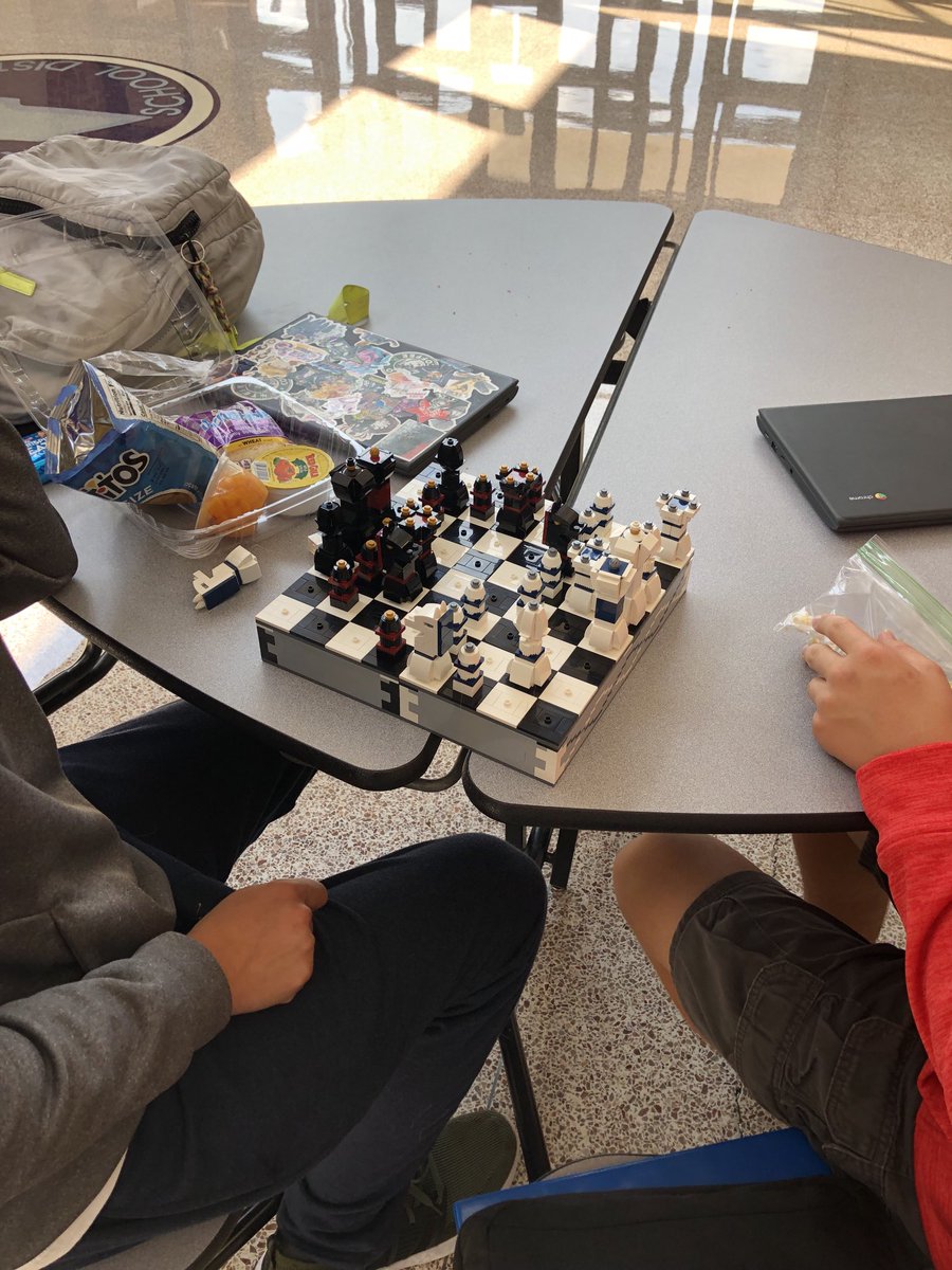 Fun things happening at lunch! This student built this chess board! #friendsandgames #chessforthewin #1herd