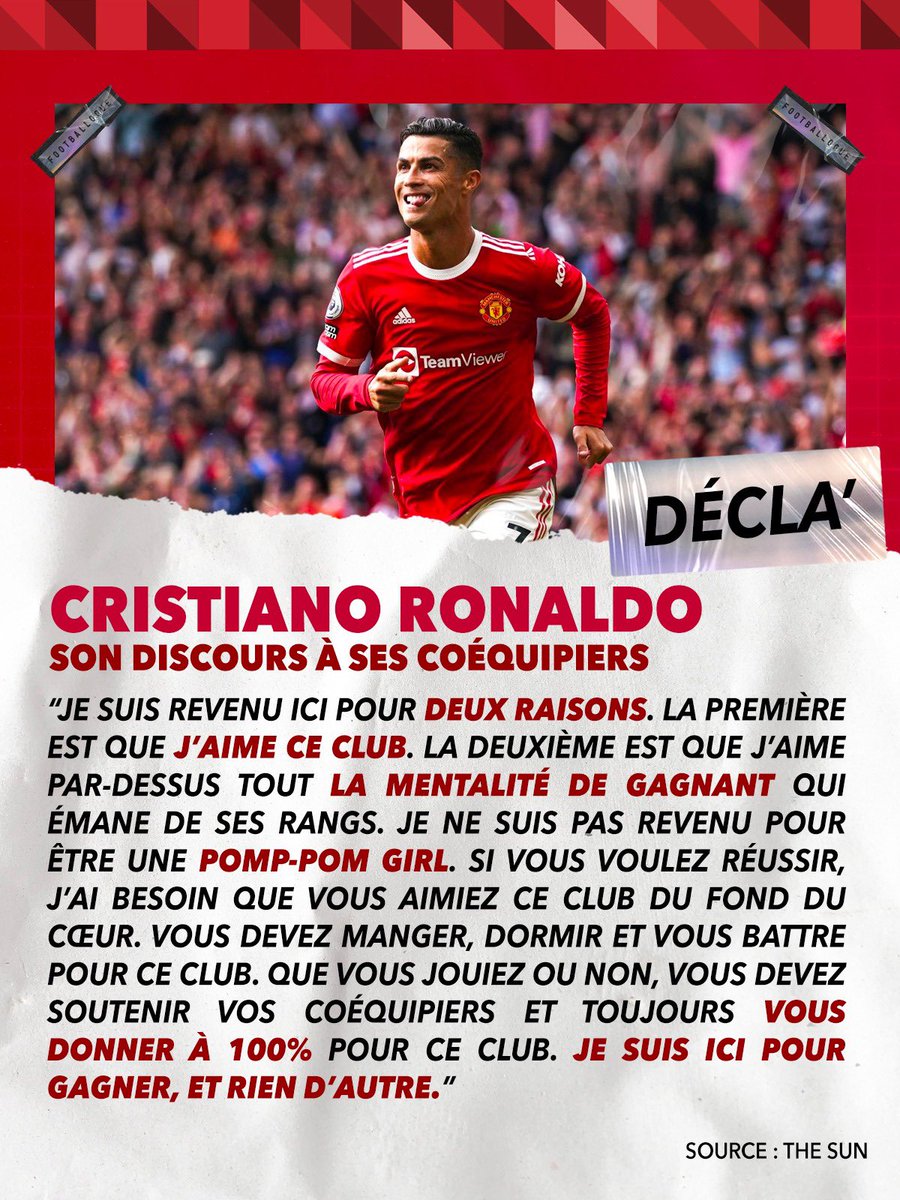 Footballogue's tweet image. [#PL🇬🇧] Le discours fort de Ronaldo a ses coéquipiers 🔥

(The Sun)