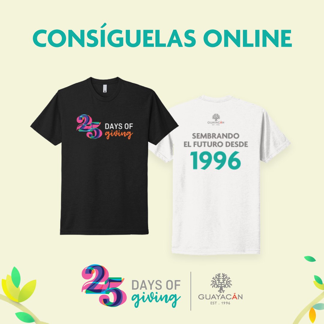 ¡Hay más de una forma para aportar a los #25DiasParaDar! Muestra tu apoyo consiguiendo tu camiseta y ayúdanos a continuar la misión de fortalecer nuestra comunidad de emprendedores. Consigue la tuya aquí: bit.ly/GGIStore #GuayacanGivingDay
