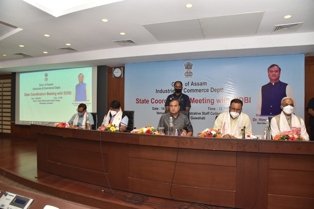 himantabiswa's tweet photo. In a meeting with CMD SIDBI Sri Sivasubramanian Ramann many decisions of far reaching importance have been taken. SIDBI has given in principle commitment of Rs 350 cr under Cluster Development Fund. Clusters, aligned with One District One Product initiative, will be developed. https://t.co/catKtX14YT