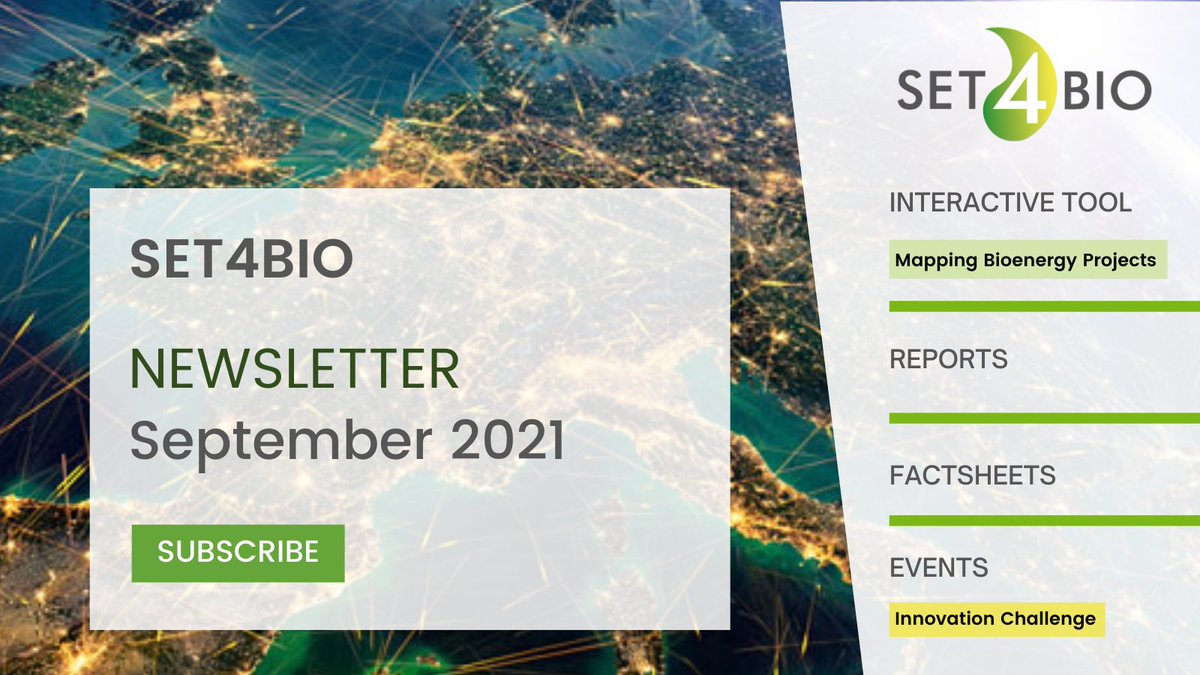 The latest newsletter of @Set4Bio project is out now! 
In this issue: our interactive tool for #bionergy projects #mapping, reports, factsheets, events & project progress to realize the SET Plan #IP8 🟢 
Read and subscribe to receive the next news 👉bit.ly/3Aa0Gsp