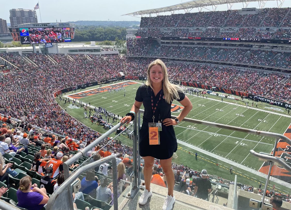 Former Cobra Allie Brennan working the first Bengals game of the season! #cobrafam