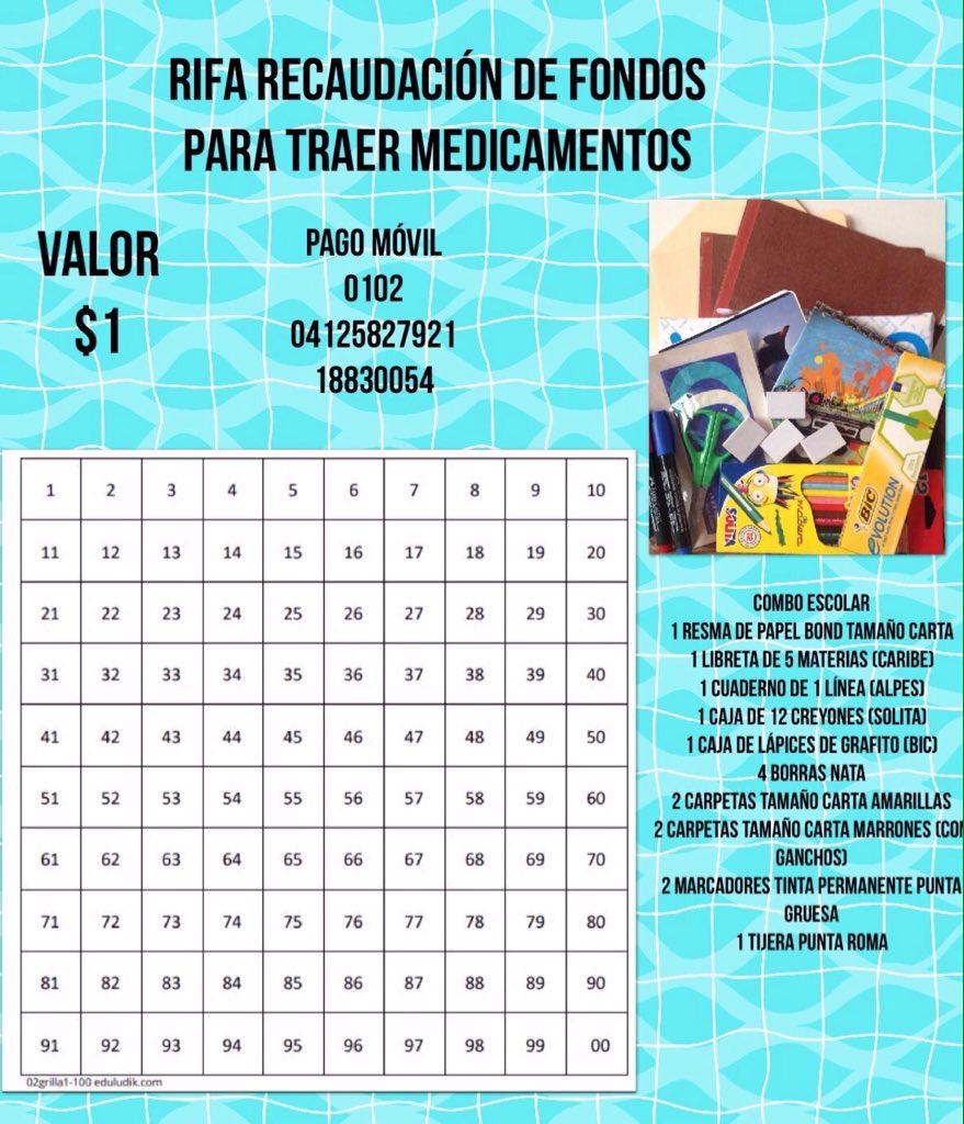 Rifas De 100 Numeros Fundabienestar on X: "Buenos Días, acudimos a ustedes para solicitar su  ayuda, necesitamos traer un lote de medicinas, no contamos con los recursos  por ello organizamos una Rifa. Puedes ayudar con la