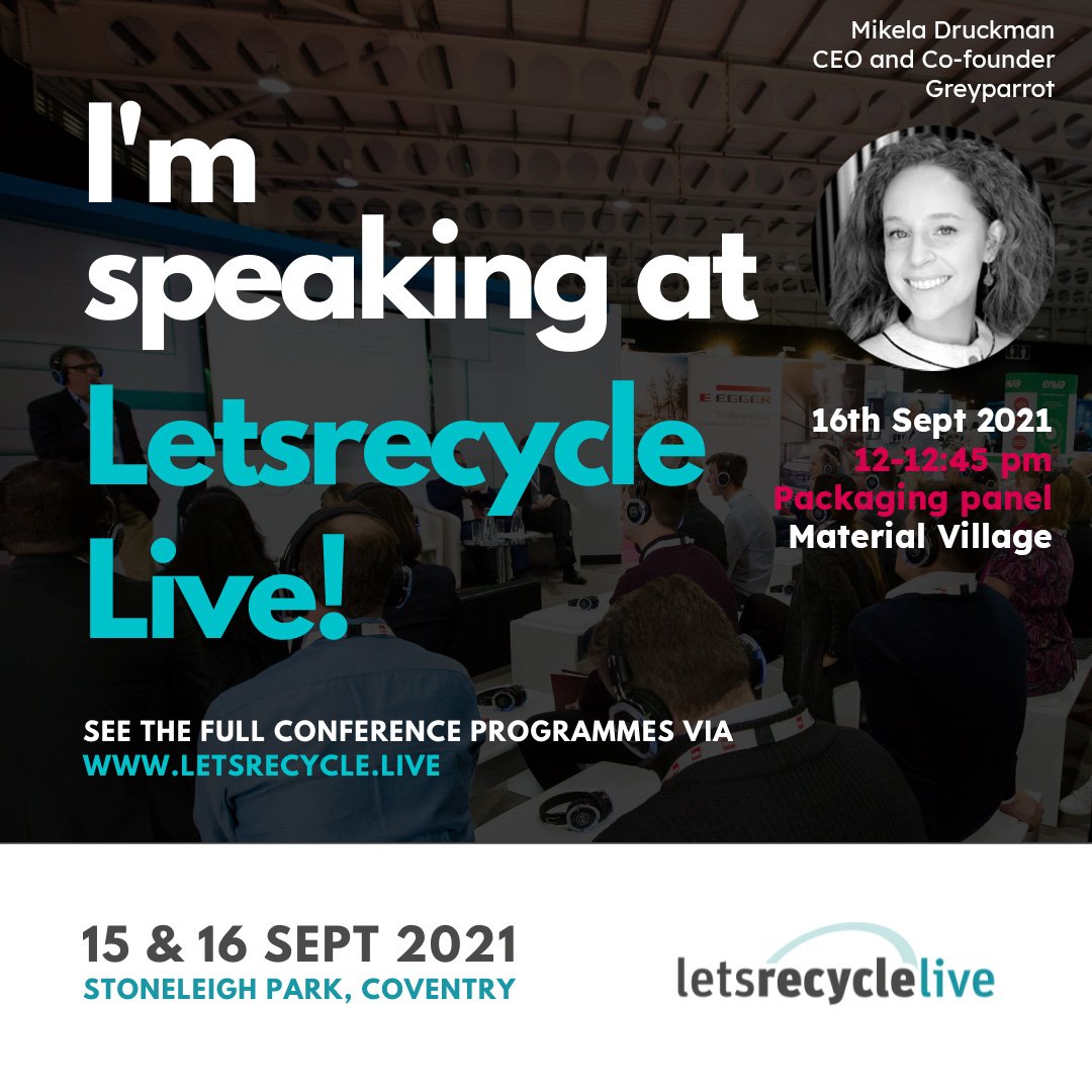 Our CEO <a href="/MikelaDruckman/">Mikela Druckman</a> is speaking at <a href="/LetsrecycleLive/">Letsrecycle Live</a> on the #Packaging Panel this week, alongside <a href="/WastepackGroup/">WastepackGroup</a>, <a href="/t2etrading/">Environment Exchange</a>  and <a href="/Clarity_Enviro/">Clarity Environmental</a> ♻️
Register for free 👉 letsrecycle.live
We are looking forward to seeing you there!