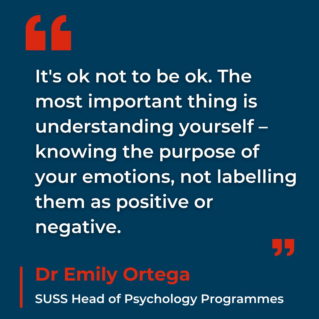 suss_sg's tweet photo. #SUSSQuoteoftheDay: Hear more from Dr Emily Ortega, SUSS Head of Psychology Programmes, as she sheds light on promoting mental wellness in our society 🧠: https://t.co/HcswuMbTjA https://t.co/6vpDsco3Vy