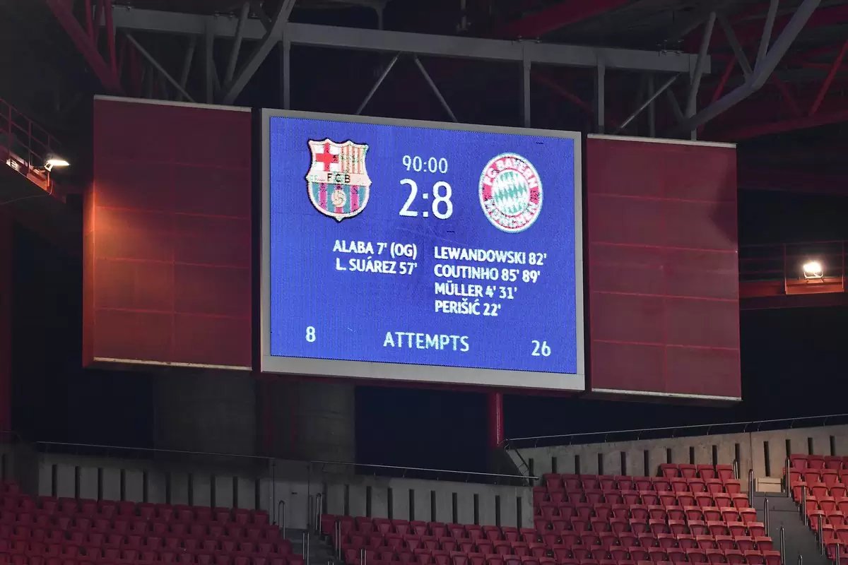 elchiringuitotv's tweet photo. 🚨 2 - 8 🚨 LA NOCHE MÁS DURA de la historia del barcelonismo.

¿SE REPETIRÁ HOY ALGO PARECIDO?

🔁RT = SÍ
❤️MG = NO

Nos vemos a las 15:08 en #JUGONES. https://t.co/ZWj2Wb7rGJ