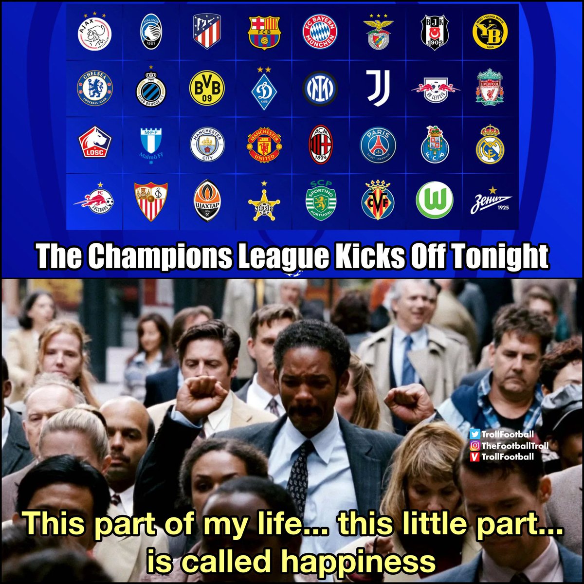 TrollFootball's tweet photo. The Champions League is back 😍 https://t.co/TTFHAa8gZA