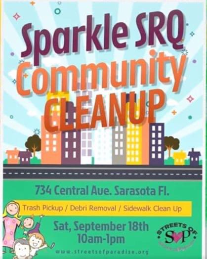 September 18th is World Cleanup Day. Join Streets of Paradise Inc. from 10 - 1 at 734 Central Avenue #sarasota to assist with trash pick up, debris removal and sidewalk cleanup. @MomsDemand @Everytown @StudentsDemand