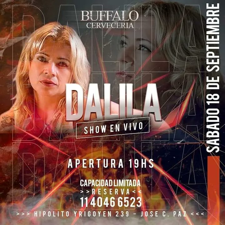 Este fin de semana anticipando la  primavera  <a href="/DALILA_REINA/">DALILA</a>  vuelve a Bs As  : 
📌Viernes 17 de Septiembre: 
🌺Teatro René Favaloro - La Plata.
🌺La Reina - La Plata.
📌Sábado 18 de Septiembre:
🌺Búffalo Cervecería - José C . Paz.
🌺Complejo Santa Rita - Luján.
😊😊😊😊😊😊