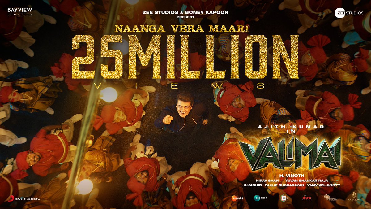 glamoursathya05's tweet image. #NaangaVeraMaari hits 2️⃣5️⃣ MILLION VIEWS ! 
 
➡️smi.lnk.to/NaangaVeraMaari

#Valimai #30YearsOfAjithKumar

#AjithKumar @BoneyKapoor #HVinoth @thisisysr @BayViewProjOffl @ZeeStudios_ @sureshchandraa @VigneshShivN @anuragkulkarni_
#NaangaVeraMaariHits25M