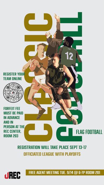 No team? Don’t worry! Join us tonight for our free agents meeting in room 201! 6-7pm🏈 #everyoneplays @urecttu