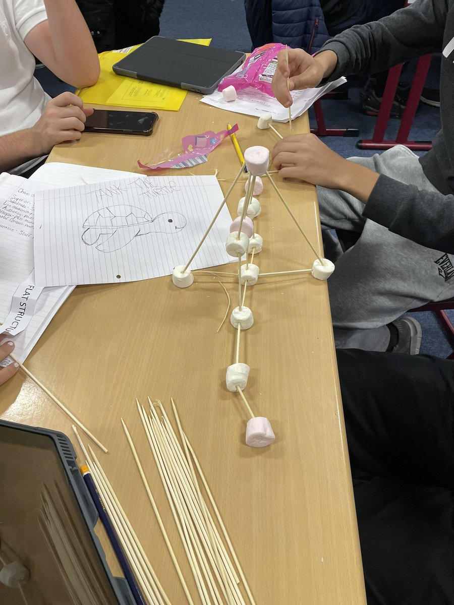 MrsMellan's tweet photo. Higher Business Management learned about structures in class today by creating tall and flat structures with marshmallows and sticks. It got very competitive and messy.
@whitehillbuscom @WhitehillSec #higher #businessmanagement #BusEdScotland #understandingbusiness https://t.co/es3cO7RL9M