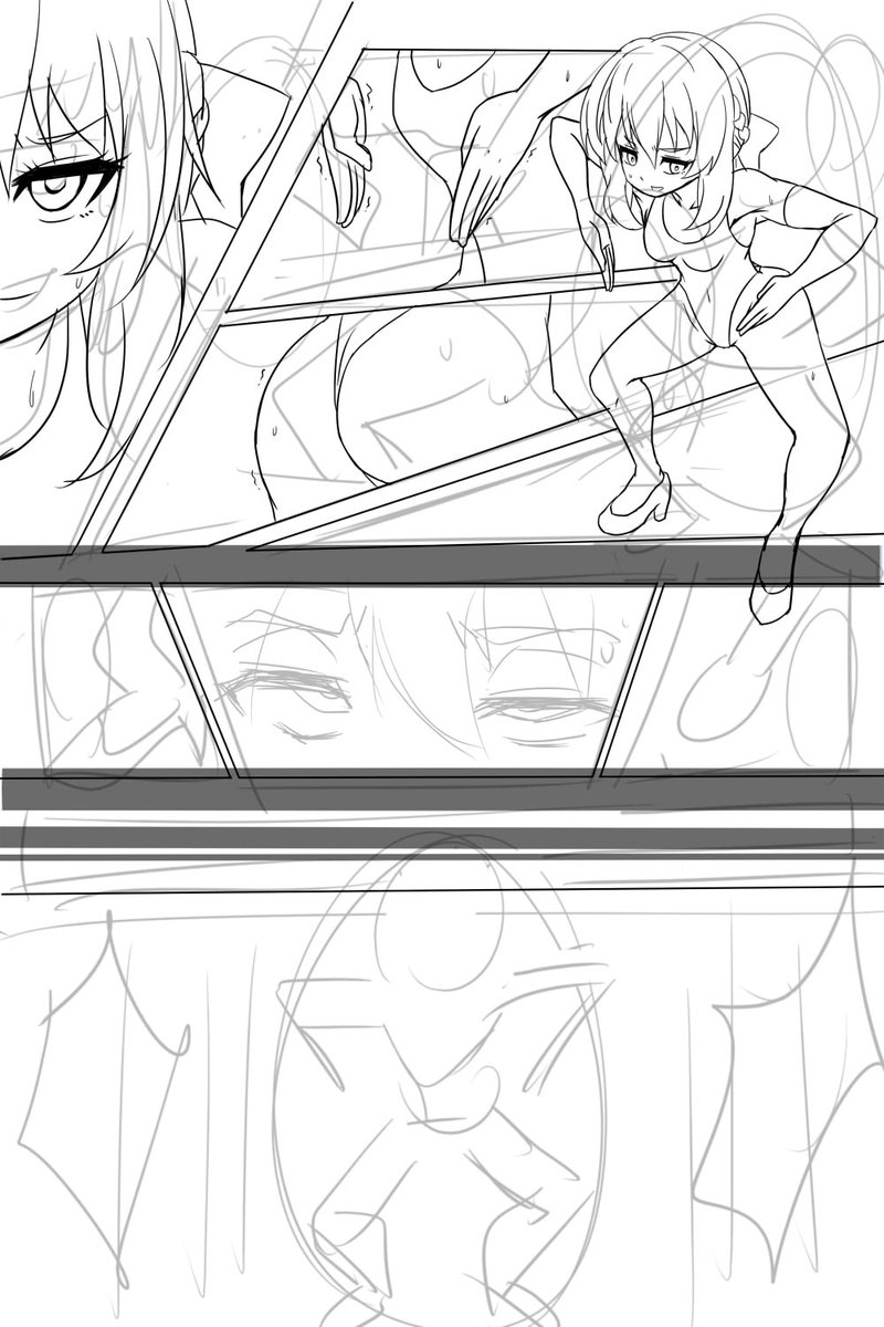 次回はコミッションのイラストをアップ予定。版権ヒロインなんだけど誰だかわかるかな。色んなパーツと表情を描けるマンガ形式はハイグレと極めて相性が良く今後も多用したくなるほどです 