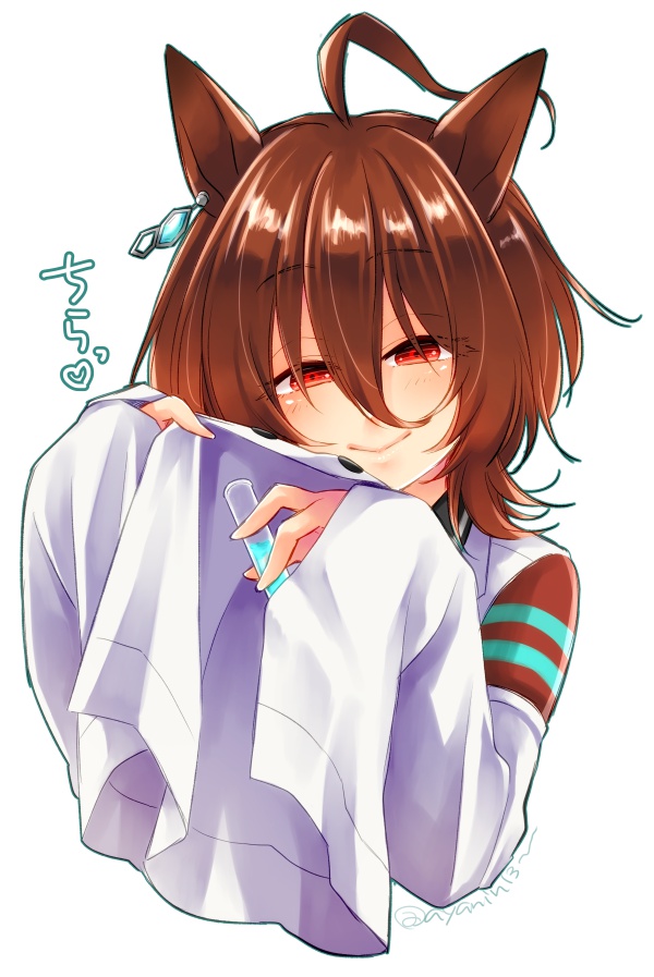 agnes tachyon (umamusume) 1girl solo animal ears horse ears labcoat brown hair ahoge  illustration images