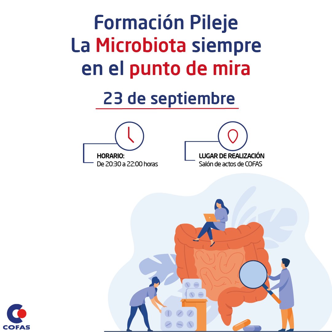 iCOFAS's tweet photo. VOLVEMOS A LAS FORMACIONES PRESENCIALES!!!
El próximo #23sep os esperamos a todos en la formación de #Pileje en la que hablaremos sobre "La Microbiota, siempre en el punto de mira"
https://t.co/DAPcHe9giB https://t.co/CS838i9vJi