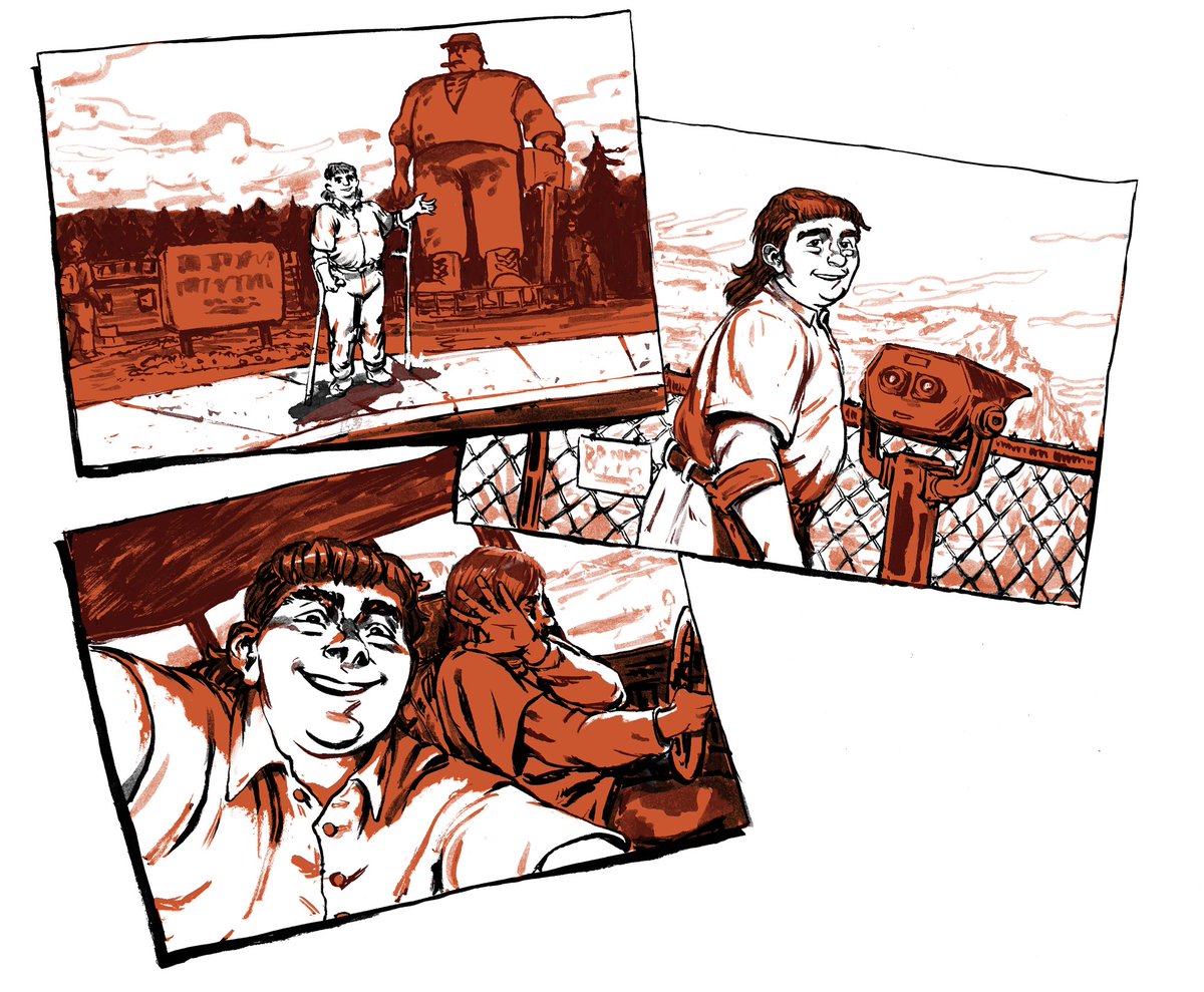 Some of my favorite images from my pitch for Walker! So grateful and excited that I get to spend time with these characters. :,^)