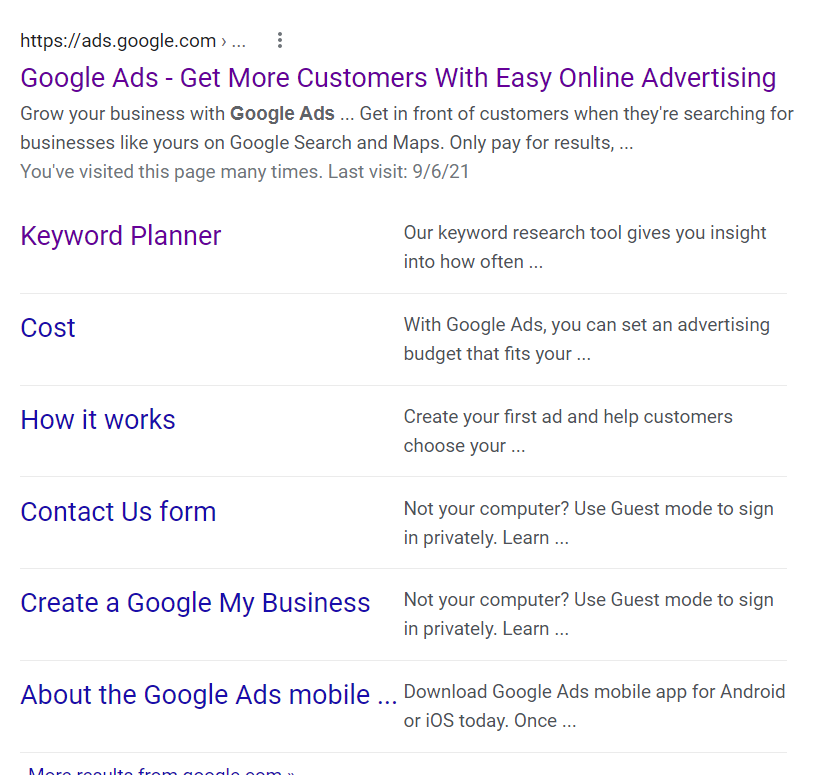 Now this is a search result: