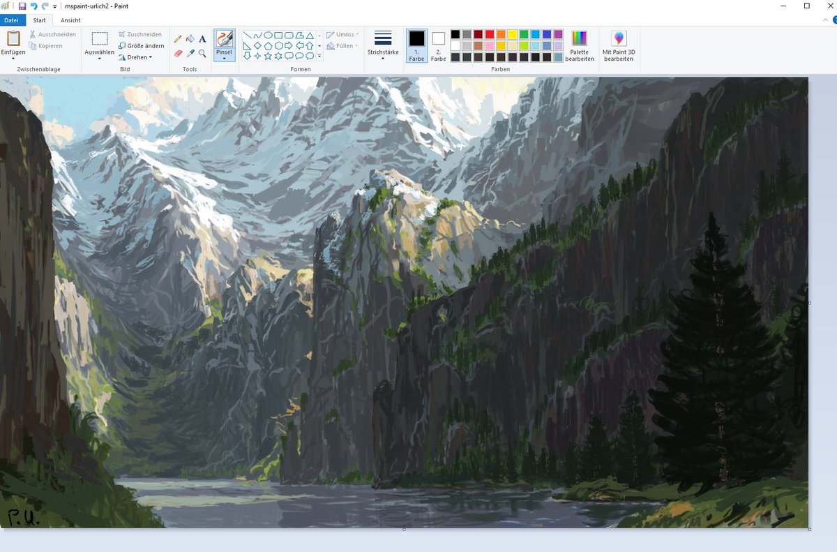 Photo of an incredible landscape created in Microsoft Paint.