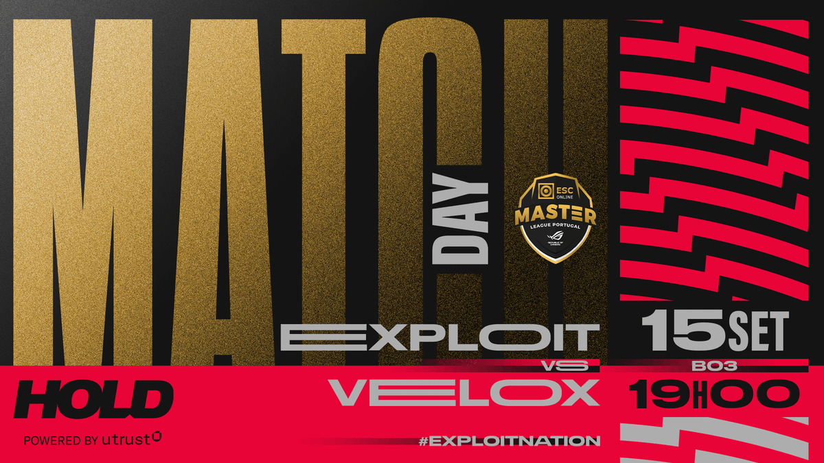 A nossa estreia para a <a href="/MasterLeaguePT/">ESC Online Master League Portugal</a> é já amanhã, a partir das 19H!

Estamos listos <a href="/VELOXgg/">Velox</a>!  🇵🇹 ⚔️ 🇪🇸

#eXploitNation #HOLDThatWin