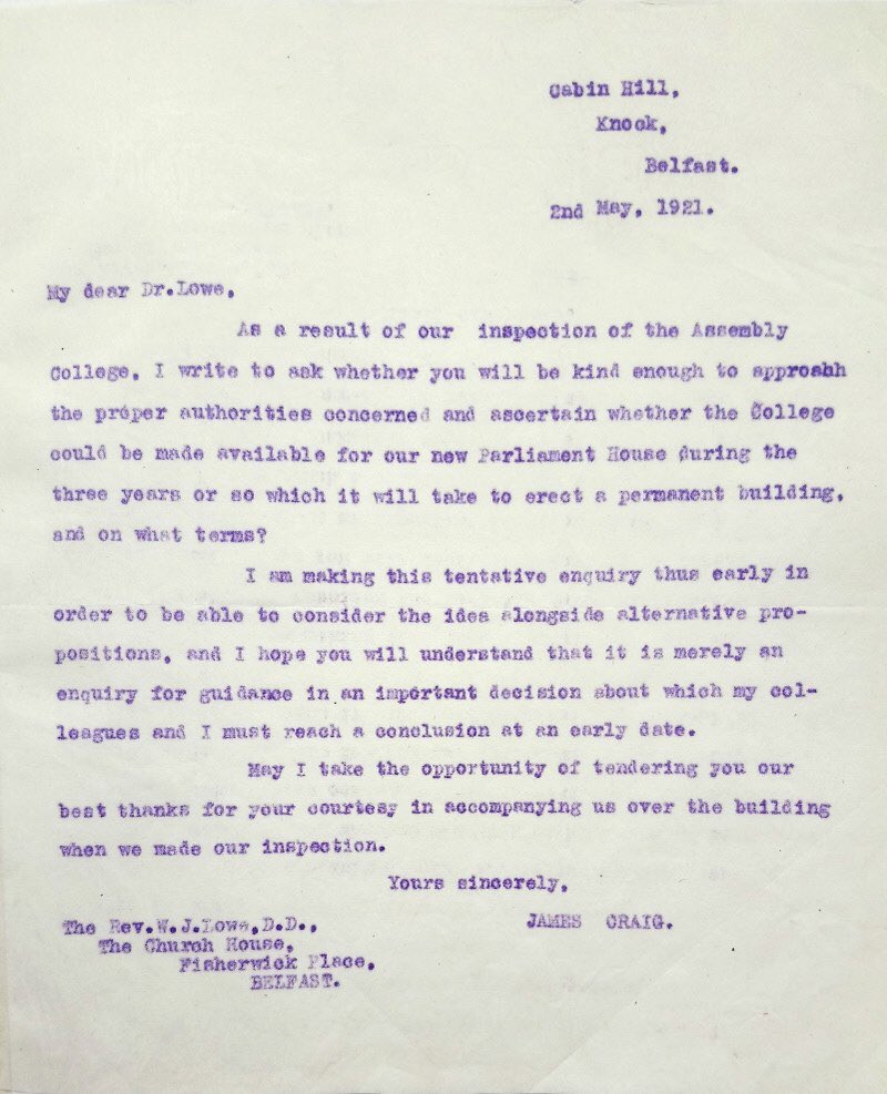 We are incredibly excited about our ‘On These Steps’ event taking place this Friday when we will celebrate the high point of Irish division and the proud moment we welcomed the fledgling N.I. parliament into our very own Union Theological College. 
[nb. This is private event]