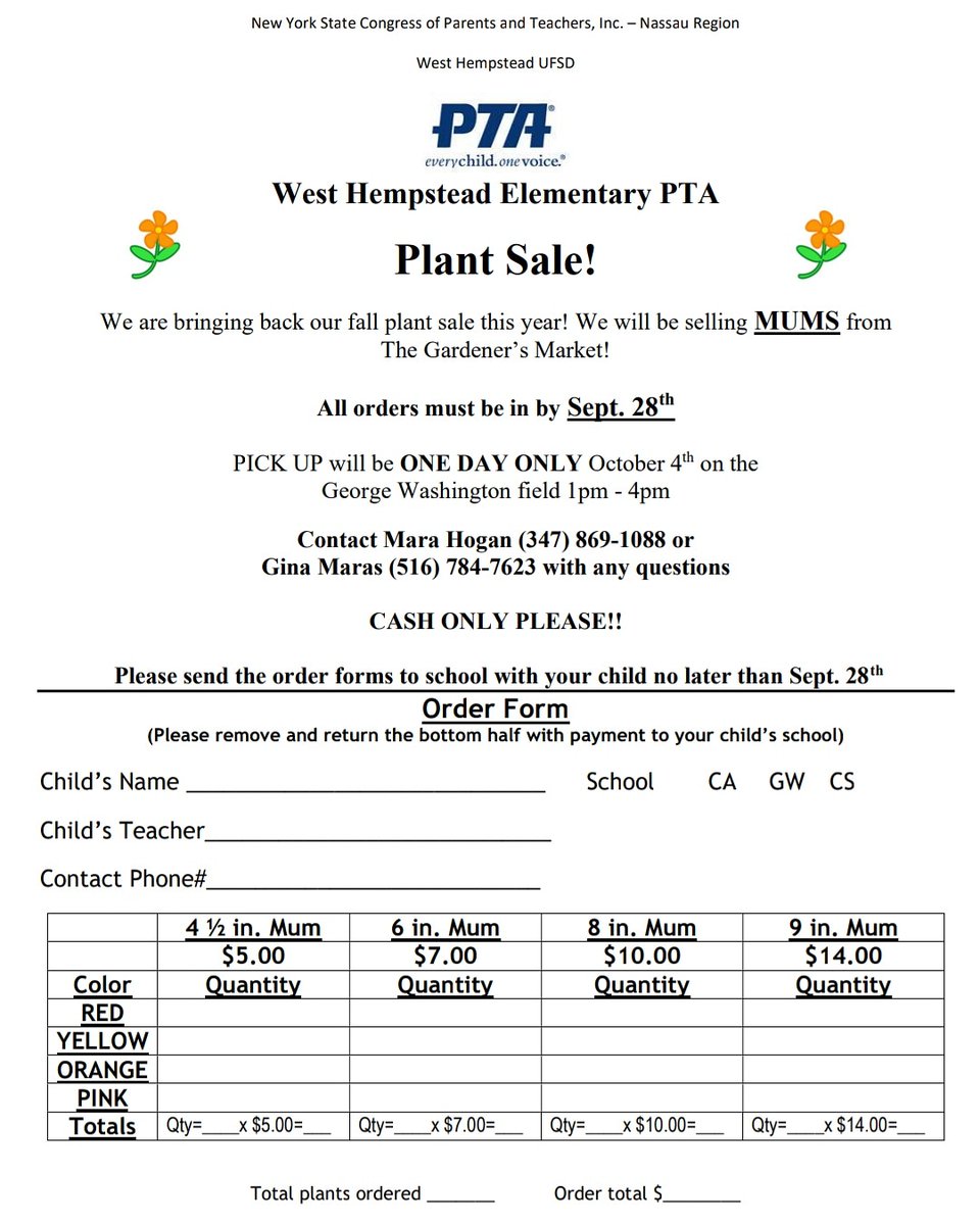 Don't forget to get your order in. All orders must be prepaid when sending in your order.