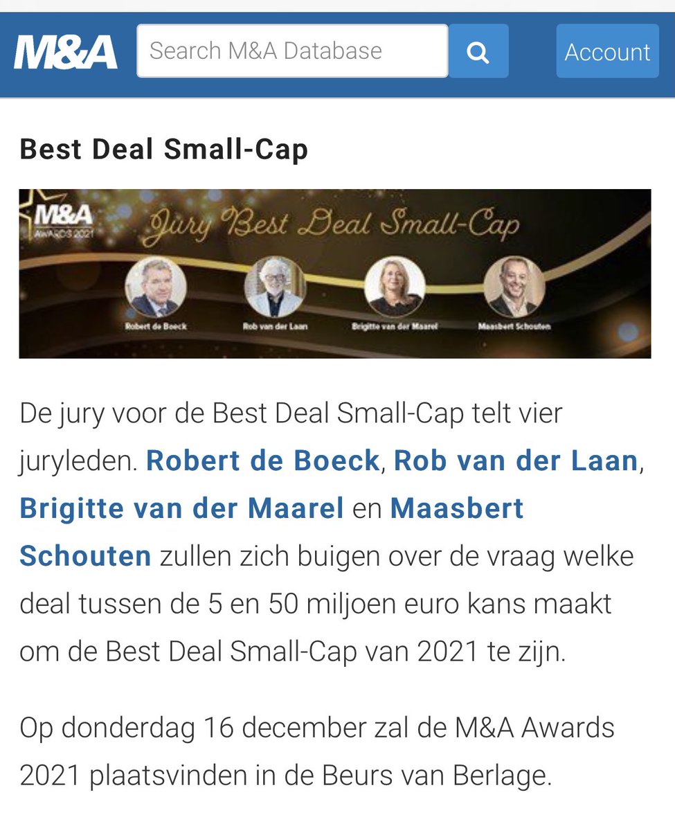 Weer een leuke en eervolle klus! ⚖️ <a href="/MenACommunity/">M&A & Private Equity</a>