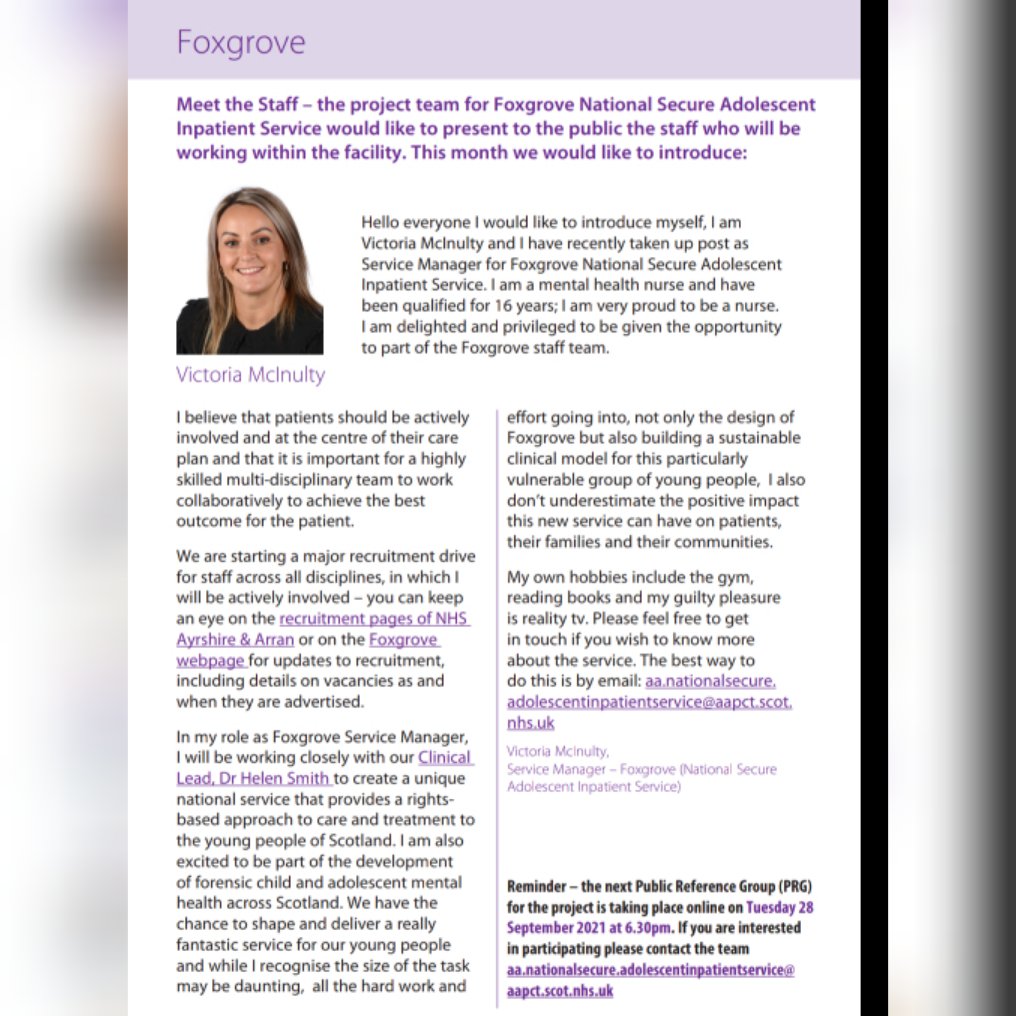 NHSaaaNSAIS's tweet photo. Meet the team.....
Service manager : Victoria Mcinulty
#nsais #Foxgrove #fcamhs #traumainformed https://t.co/4JdPSCMekA