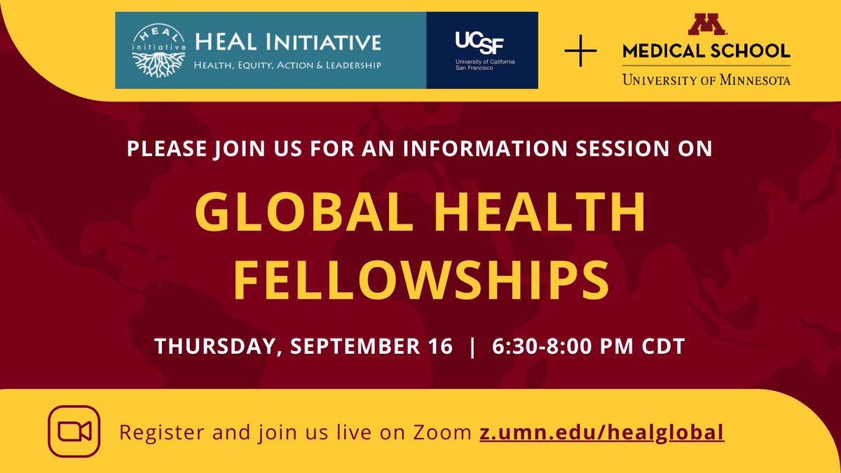 UMN Global OB/GYN (@umnglobalobgyn) on Twitter photo Interested in learning more about <a href="/healinitiative/">HEAL Initiative</a> and #globalhealth fellowships? Join us this Thursday! Register: z.umn.edu/healglobal Interested in learning more about <a href="/healinitiative/">HEAL Initiative</a> and #globalhealth fellowships? Join us this Thursday! Register: z.umn.edu/healglobal