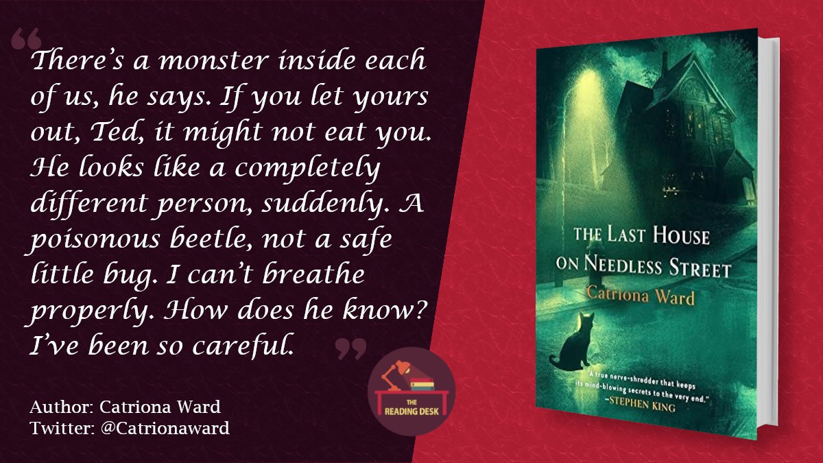 TBRreviews's tweet photo. #BookReview OUT TODAY ⭐️⭐️⭐️⭐️⭐️
#TheLastHouseOnNeedlessStreet by @CatrionaWard 
https://t.co/keVUvW2red

A dark gripping psychological thriller with fascinating characters cleverly blended with beautiful writing.
#ReadingDesk #NetGalley @MacmillanAudio @panmacmillan #NewRelease https://t.co/4YqAdD846W