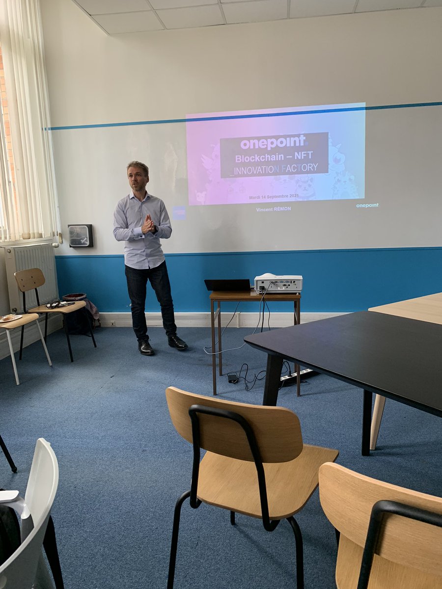 #workshop #blockchain #NFT pour nos entreprises partenaires <a href="/InnovationFcty/">Innovation Factory</a> et @WSFparis avec @vincent__remon de <a href="/onepoint/">Onepoint</a> … « ce qui se passe sur une blockchain ce sont des transactions »… qui peuvent porter autre chose qu’une valeur monétaire