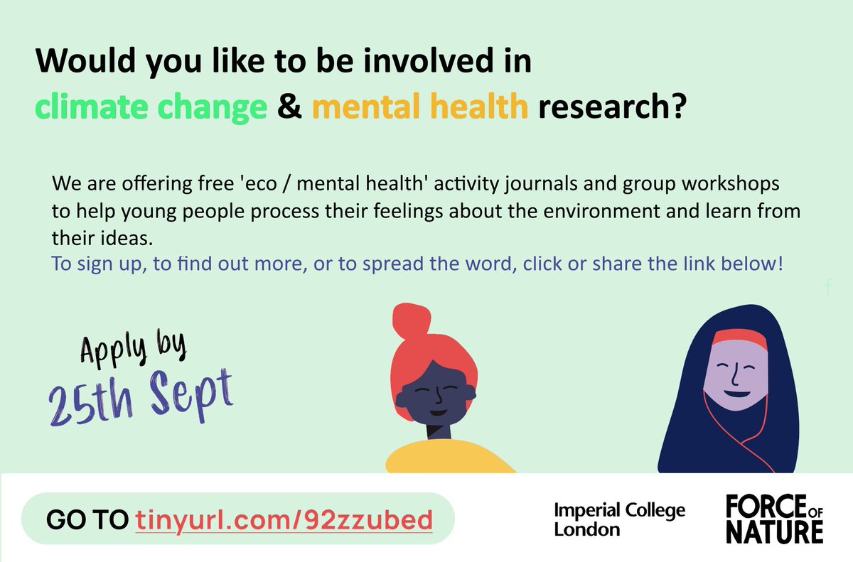 We're offering free activity journals and workshops to help young people process their (often distressing) feelings about the environment and to learn from their ideas.

Can you retweet to help us reach more young people?

To sign up / learn more see: tinyurl.com/92zzubed
