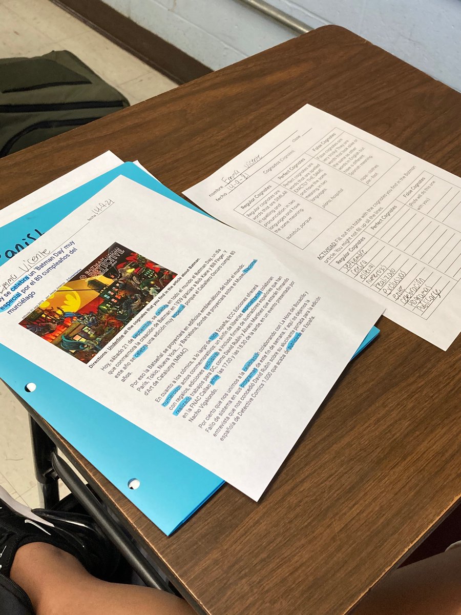 cantonworldlang's tweet photo. #HighExpectationsTeaching for all students in Sra. McNeil’s grade 7 Spanish! 2 weeks in & Ss learn strategies & identify cognates w/ #AuthenticTexts #PathToProficiency @ProficiencyPath @MaFLAonline @GalvinMiddle @MmeStiles @mike_farkas @AATSPglobal @deborahorooney https://t.co/LiAgezBXbv