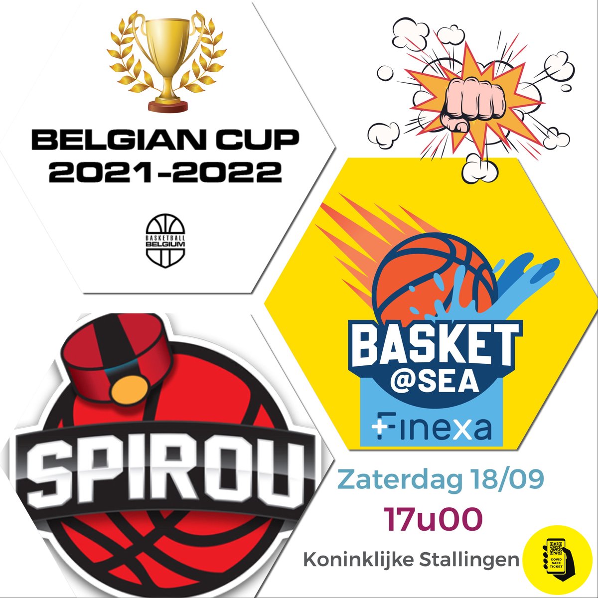 Beker van België - 1/16 Finales
Zaterdag 18 september @ 17:00 
Sportcentrum Koninklijke Stallingen Oostende
COVID safe ticket