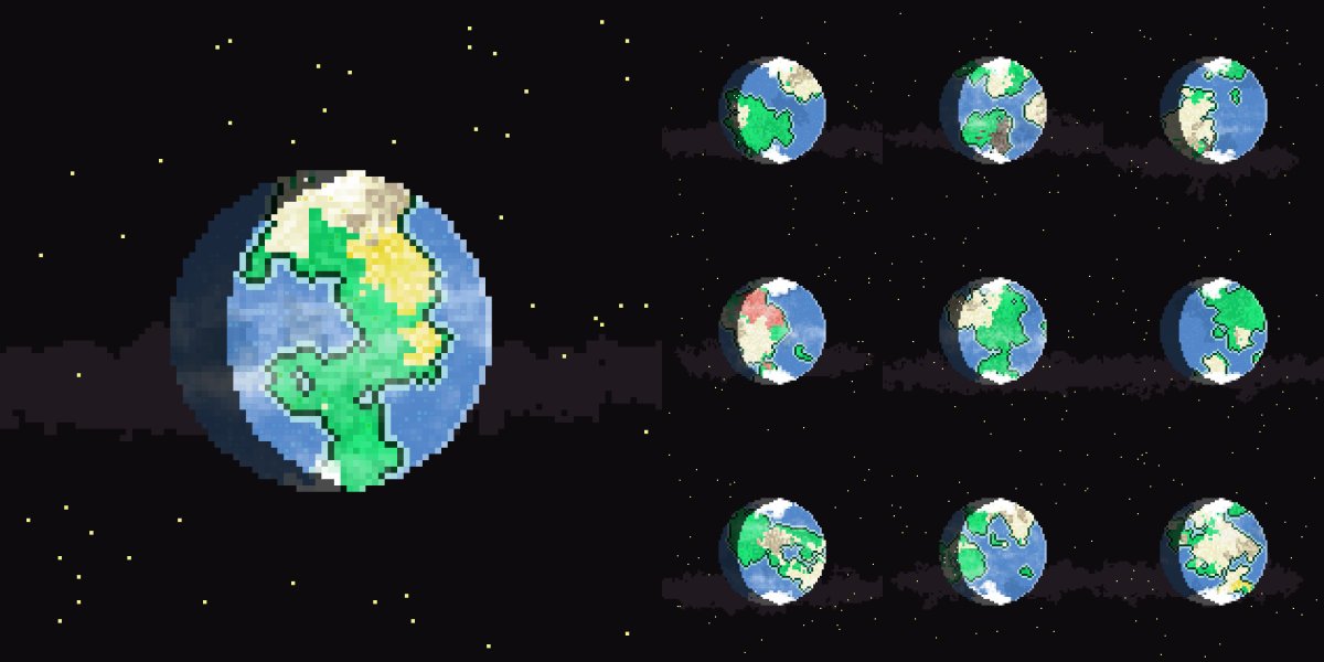 RasterlyNFT's tweet image. The first 10 planets of the Pixel Cosmos have been minted. All planets are randomly generated.

Uncommon traits:
Cities: 20%
Wasteland: 20%
Red Desert:  20%
Savanna:  20%

opensea.io/collection/pix…

#NFTdrop #pixelart #OpenSeaNFT #PolygonNFTs