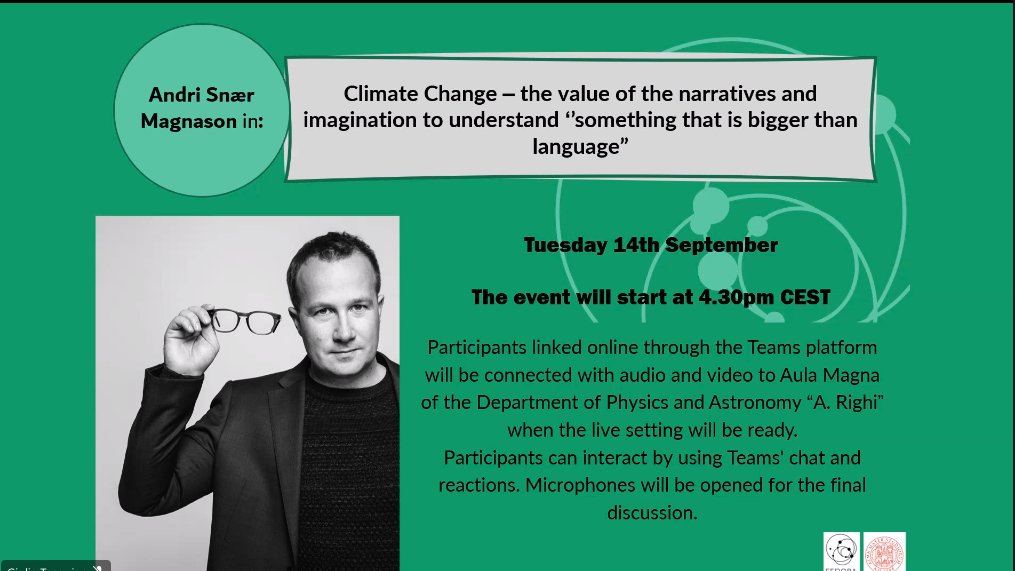 AlisonCullinan2's tweet image. The launch event #FEDORAProject is just about to begin with writer Andri Snær Magnason and coordinator of the project @olivia_levrini who both will raise issues about the future of science education; with commentary from @ErduranSibel. @OxfordDeptofEd
