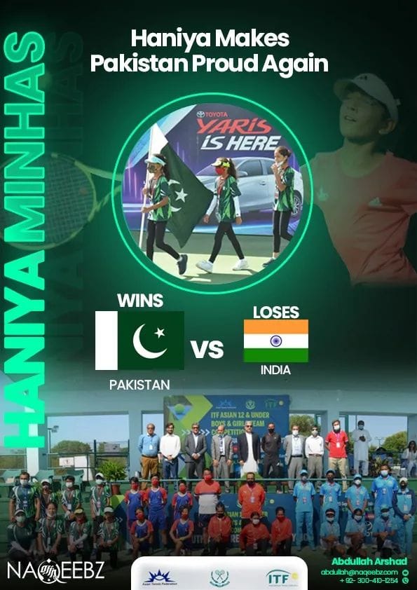 PakinJeddah's tweet photo. 10 year old Haniya Minhas beats No. 1 player of India with 3-6, 6-2 and 6-2 in ITF Asian Under 12 Tournament...#SuperGirl #TalentPk https://t.co/h9YIrkPSrj