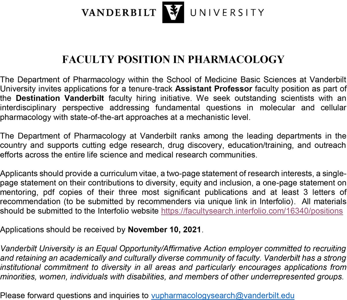 heidi hamm (@hamm_heidi) on Twitter photo We are hiring!!  PHARMACOLOGY FACULTY POSITIONS at Vanderbilt University We are hiring!!  PHARMACOLOGY FACULTY POSITIONS at Vanderbilt University