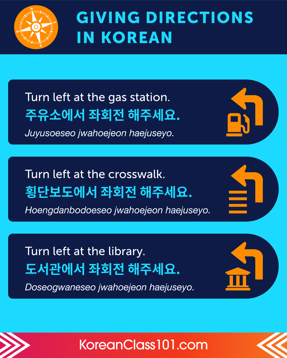 KoreanClass101's tweet photo. Are you ready to give Direction in Korean? 🚦 PS: Learn Korean with the best FREE online resources, just click here https://t.co/q5LAtSg6gE https://t.co/uePxPcOwZ4