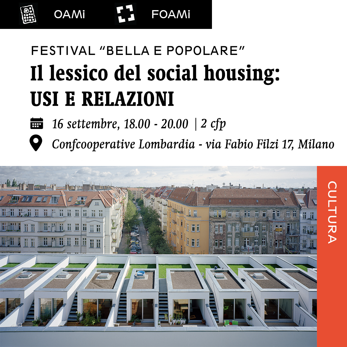 OAMi_FOAMi's tweet photo. #OAMi #FOAMi #Cultura
Inaugura oggi il festival sul #SocialHousing a #Milano. Nuovo incontro gratuito il 16 settembre presso @LombardiaConf. Focus su #architettura #USI e #RELAZIONI. 2 cfp agli #architetti.
Info ⤵
https://t.co/TPRb2pTeDF
@HabitatCCI @CCLcerchicasa @ComuneMI https://t.co/gpe6S6vJ2T