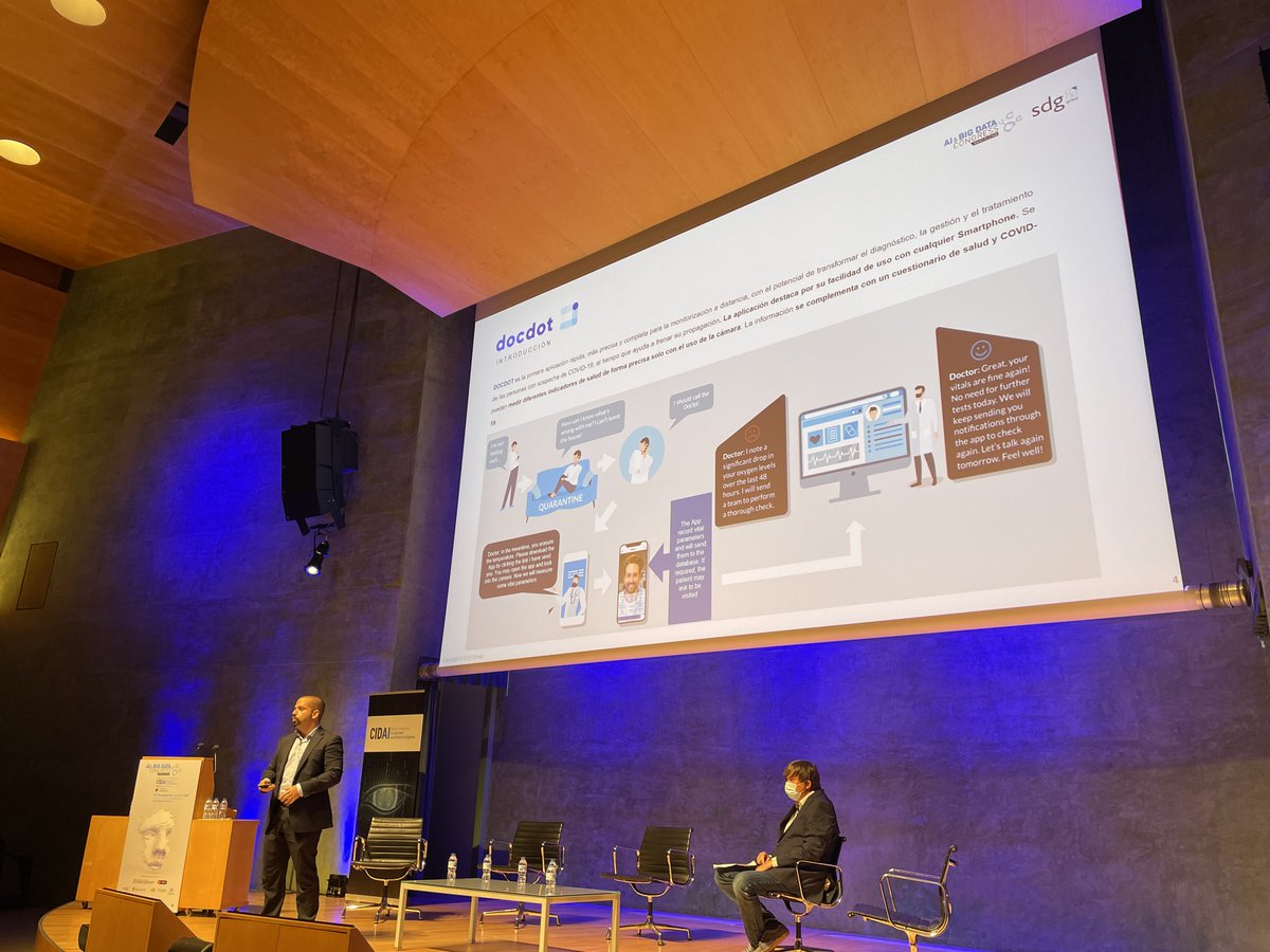 sdggroupspain's tweet photo. Presentamos #DocDot, la innovadora solución de diagnóstico en remoto basada en #IA. Te contamos cómo mediante el uso de la cámara de un smartphone podemos generar indicadores del estado general de salud y bienestar de las personas. #AIBigData21 @CIDAI_eu https://t.co/KHfGylpYw3