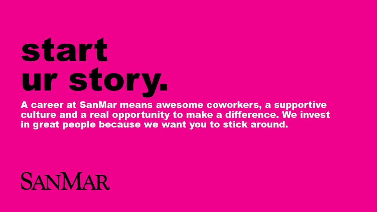 We're hiring! Remote, Corporate and Distribution Center positions available. #SanMar #CanvasforGood #BusinessisPersonal #HumansFirst #CareerGoals 
careers.sanmar.com