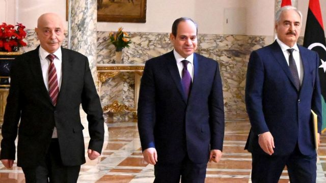 DMagdy92's tweet photo. Libyan National Army (LNA) commander Khalifa #Hifter and the Libyan House of Representatives' Speaker #Aguila_Saleh met with Egyptian President Abd-elfatah #ElSisi . https://t.co/HwF4RmR53l
