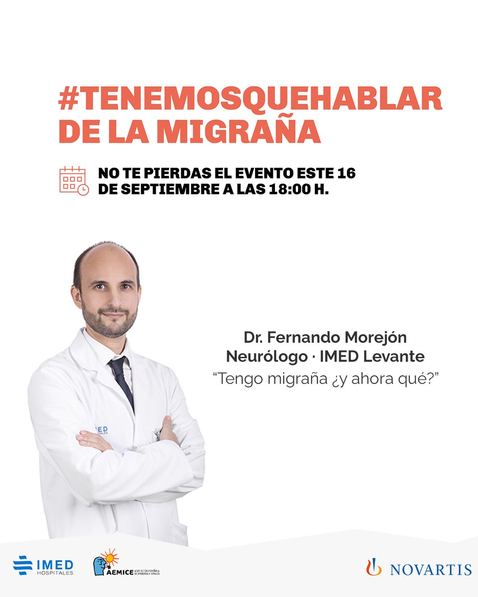 #Tenemos que hablar... de la migraña. 

Este 16 de septiembre abrimos un espacio de reflexión 🧠 acerca de la migraña, una patología que afecta a más de cuatro millones de personas en nuestro país.