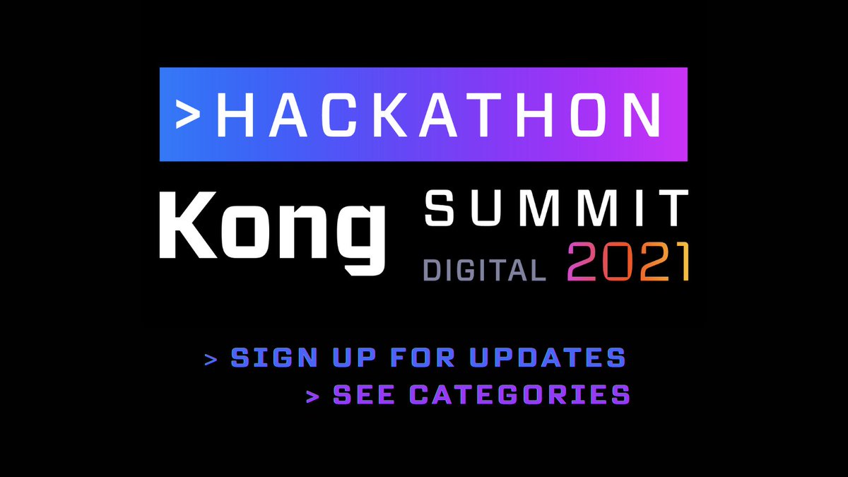 kong's tweet photo. 🚨#KongSummit #Hackathon submissions open in 1 week 🚨 

See the categories, gather your team, and sign up for updates now: https://t.co/qdK0UOxmEH

#KongHack21 #Freetshirts #DevOps #API #ServiceMesh #Kuma #Insomnia #KongGateway #OpenSource https://t.co/3sJev2Qn0G