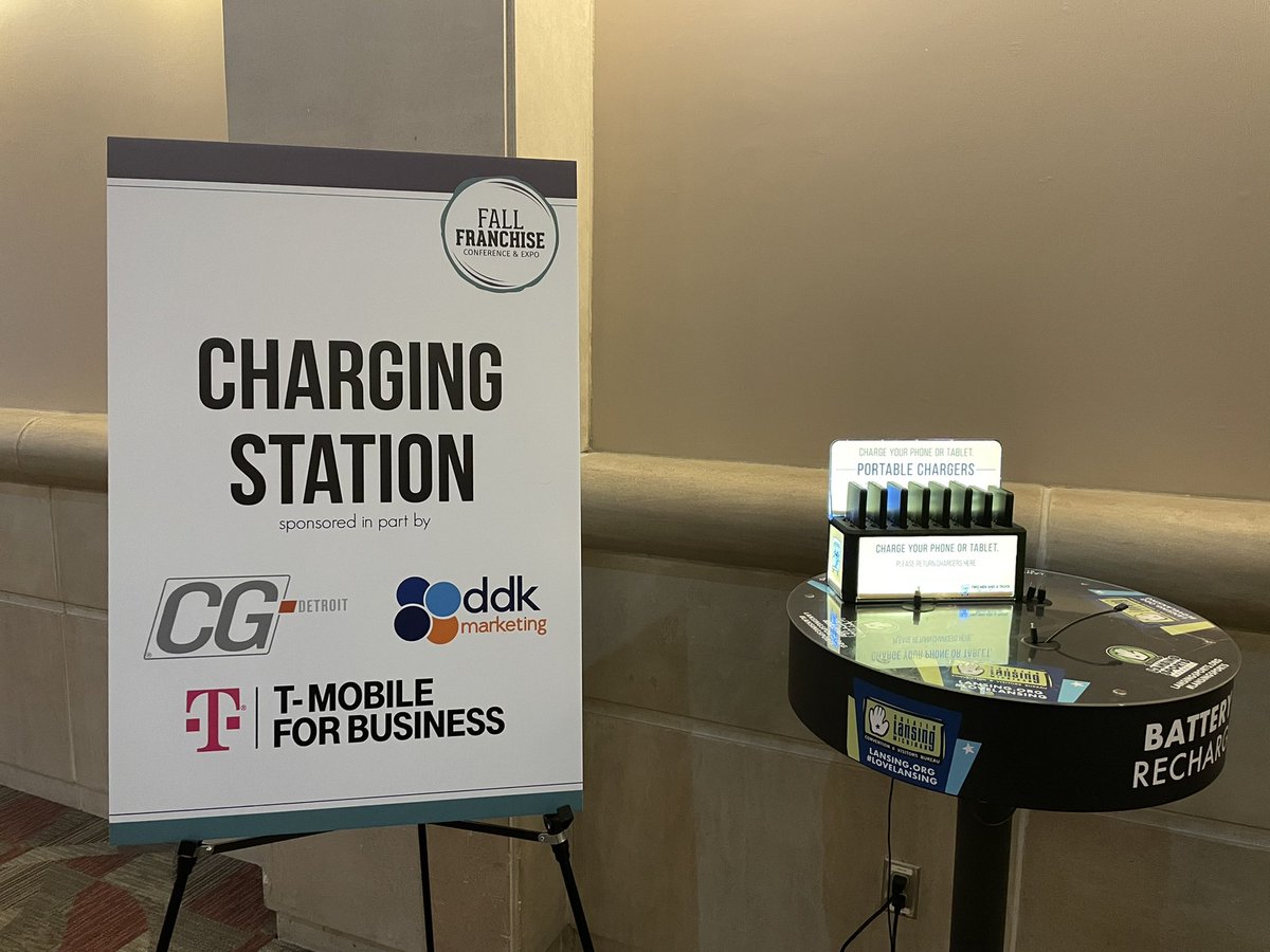 TwoMenAndATruck's tweet photo. Shout out to @ddk_marketing, @tmobile, and CG Detroit for keeping our batteries full by sponsoring our charging stations this week! #TMTFFC https://t.co/d7kG8Xy4dc