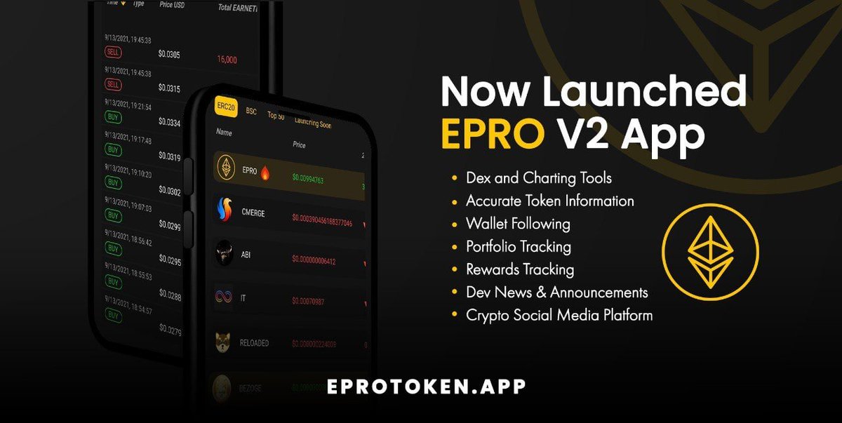 🔥 $EPRO v2.0 is HERE 🔥

HUGE NEWS! 

New &amp; improved eprotoken.app is LIVE. Ready for take off. #EPRO

✅ Track portfolio
✅ Follow wallets
✅ Dex/ charting tools
✅ Track rewards
✅ Tokens' news
✅ Social media
✅ Accurate token info
✅ Advertise

#EPRO_ONE_DOLLAR