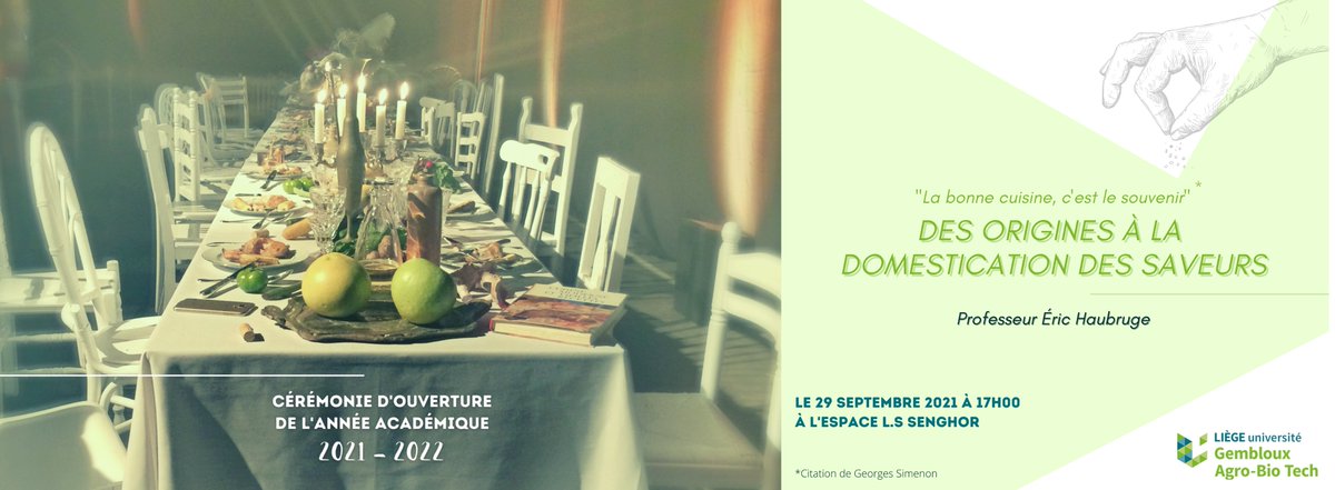Gembloux Agro-Bio Tech organisera sa cérémonie d’ouverture de l’année académique ce 29 septembre 2021 dès 16h00 à l’Espace Senghor. La leçon inaugurale sera présentée par le Professeur <a href="/EricHaubruge/">Eric Haubruge</a> gembloux.uliege.be/cms/c_7746779/…