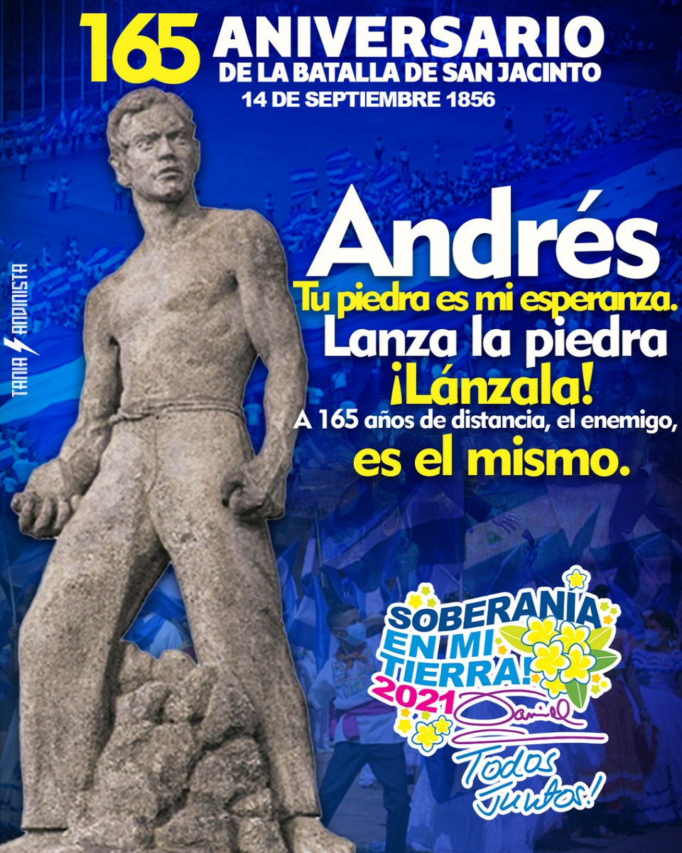 Buenos días #Nicaragua y todos nuestros países hermanos del mundo. Hoy celebramos el 165 Aniversario de la Batalla de San Jacinto donde derrotamos al yanki invasor y seguimos este #2021SoberaniaEnMiTierra defendiendo la #PatriaBenditaYLibre

<a href="/ElCuervoNica/">🅴🅻 🅲🆄🅴🆁🆅🅾🇳🇮</a> <a href="/TaniSandinista3/">TaniaSandinista3</a> <a href="/TPU19J/">Tropa Digital Pablo Úbeda🇳🇮</a>