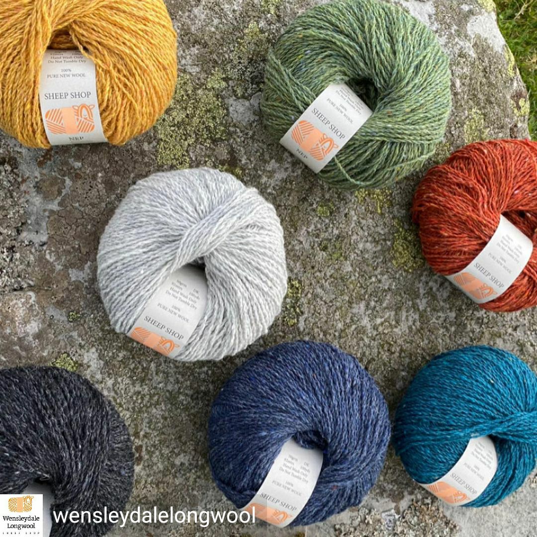 WensleydaleYarn's tweet photo. Our new Sheep Shop Nep - a DK pure wool (even the neps of colour are 100% wool) for September it’s an introductory price of £4 (incl VAT) per 50g ball - 7 glorious colours to chose from -
#tweed #nep #dkwool https://t.co/aKSetIuA62