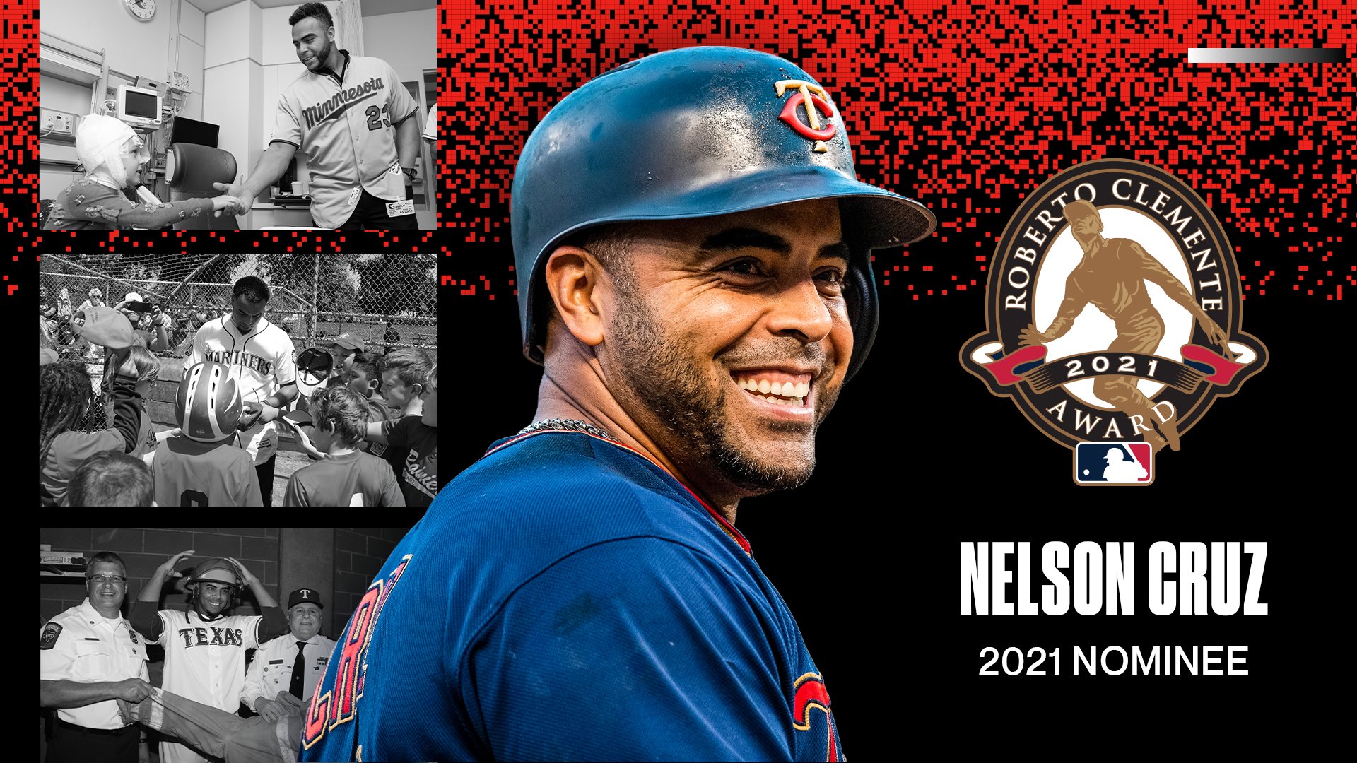 Minnesota Twins on X: Congrats, @ncboomstick23! Nelson Cruz remains our  2021 Roberto Clemente Award Nominee in recognition of his impact across  #TwinsTerritory and Major League Baseball. Voting is open‼️    /